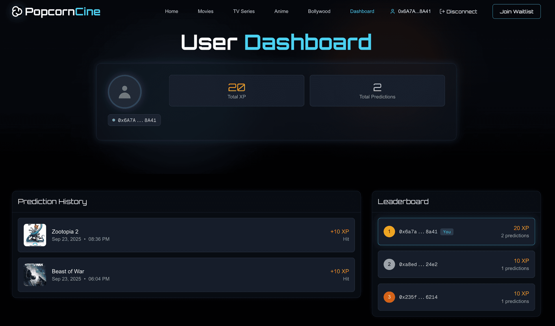 PopcornCine Dashboard Preview
